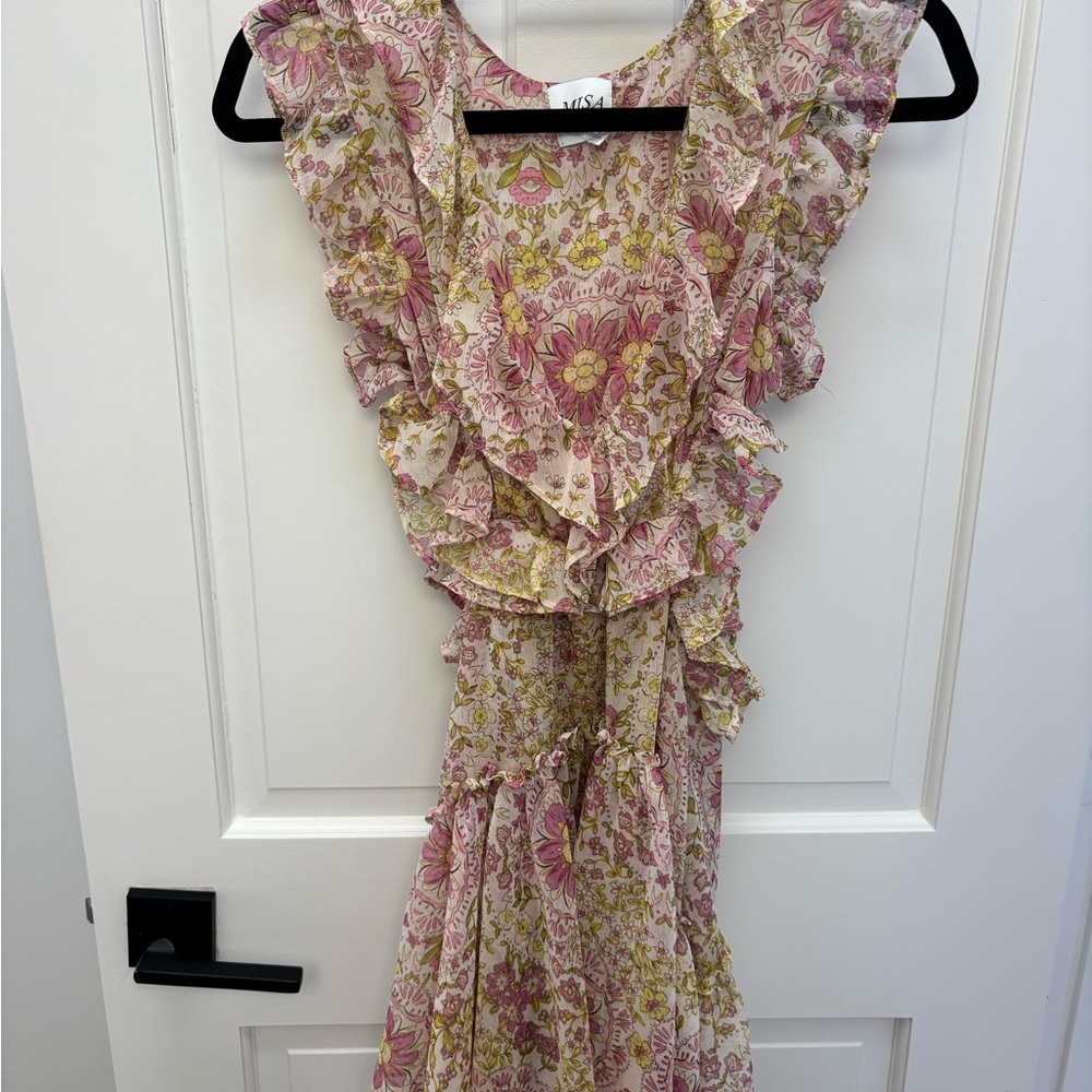 Misa Los Angeles Floral Maxi Dress in Pink and Yellow